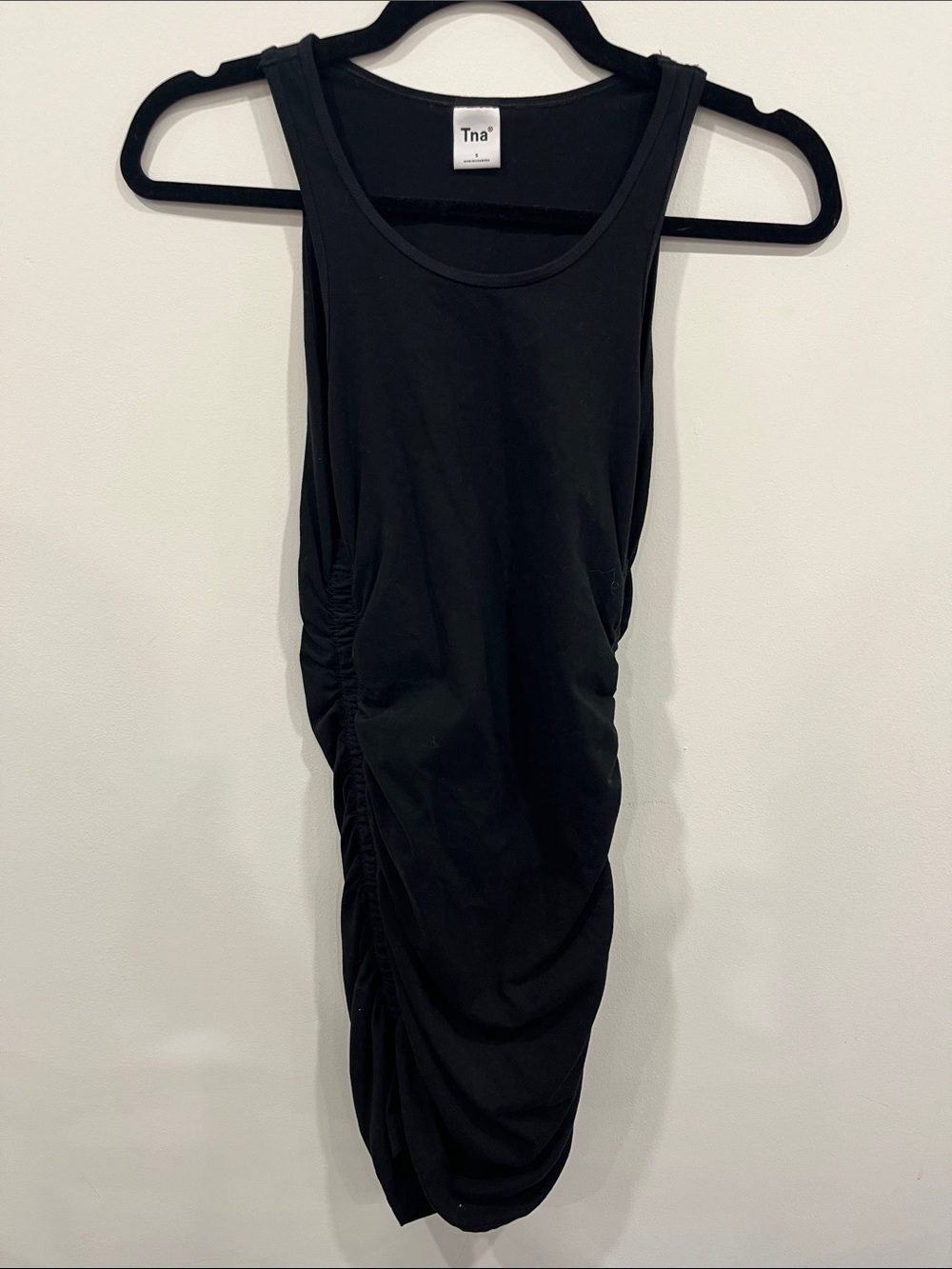 TNA Black Ruched Tank Midi Dress